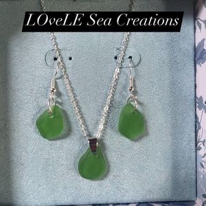 Sea glass earrings & necklace